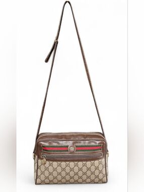 Authentic Gucci Vintage Sherryline Ophidia Canvas Crossbody Bag